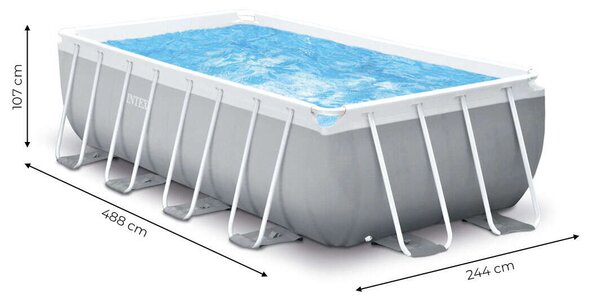 Intex 488x244cm Fémvázas medence, szivattyúval és létrával (26792)
