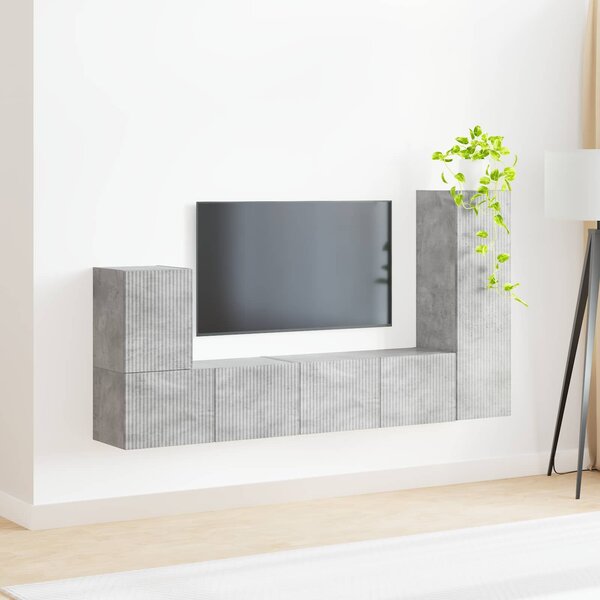 VidaXL TV szekrény garnitúra 3 pcs Beton Szürke Faanyag