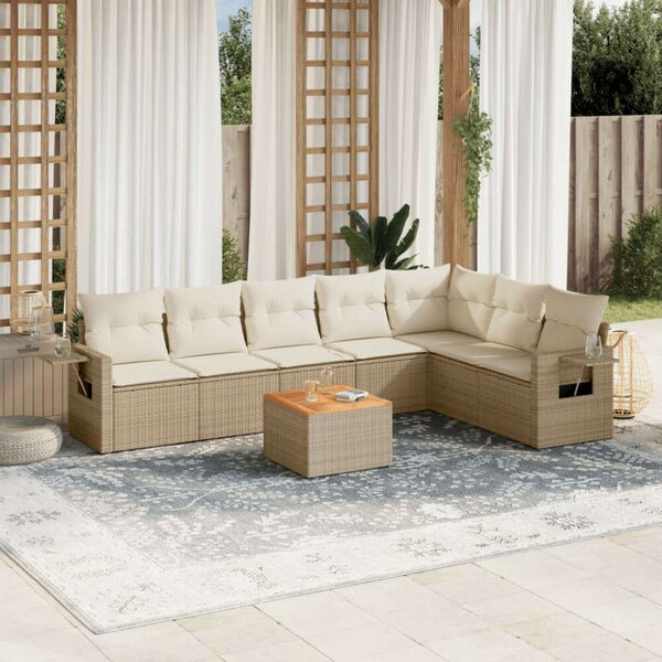 VidaXL Polyrattan Kerti Ülőgarnitúra - 8 részes - Bézs