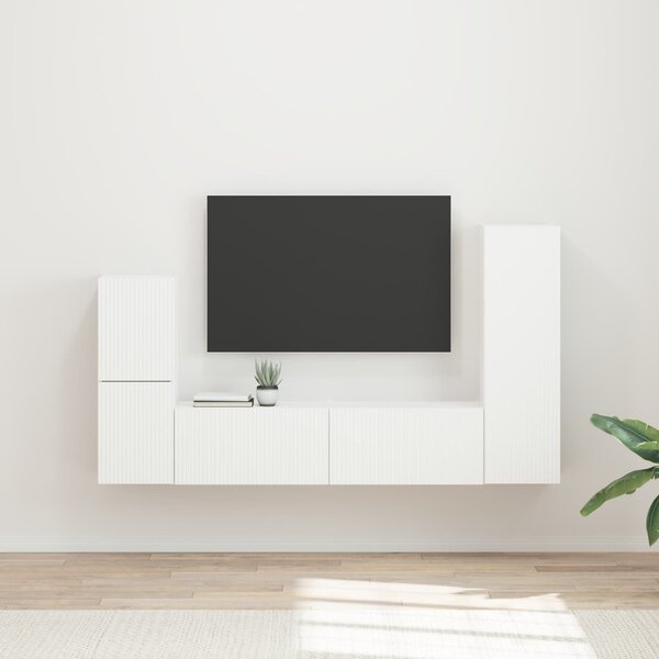 VidaXL TV szekrény garnitúra Falra szerelhető 4 pcs Fehér Faanyag