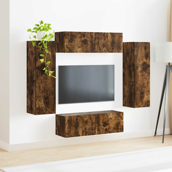 VidaXL TV falit kabinet szett 4 pcs Füstölt tölgy Faanyag