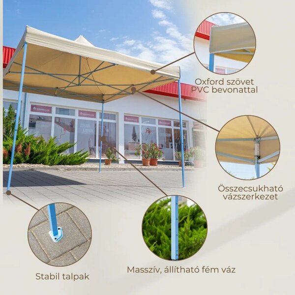 Összecsukható kerti pavilon 3x3 m bézs
