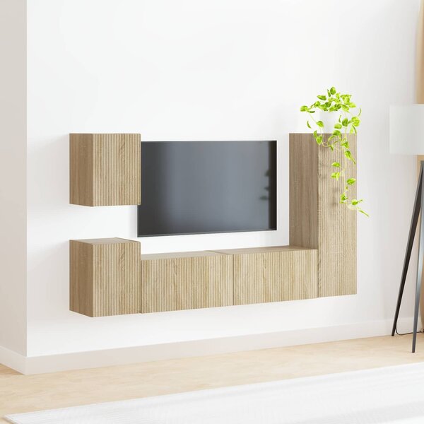 VidaXL TV szekrény garnitúra 4 pcs Sonoma tölgy Faanyag