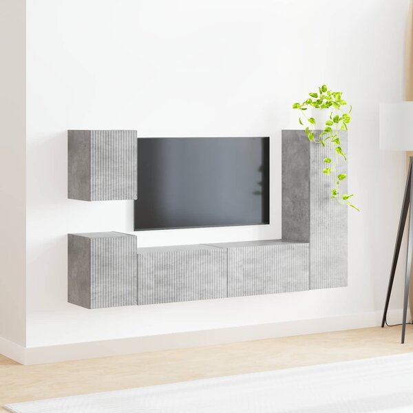 VidaXL TV szekrény garnitúra 4 pcs Beton Szürke Faanyag