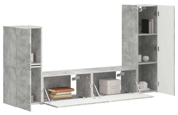 VidaXL TV szekrény garnitúra 4 pcs Beton Szürke Faanyag