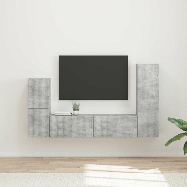 VidaXL TV szekrény garnitúra 4 pcs Beton Szürke Faanyag