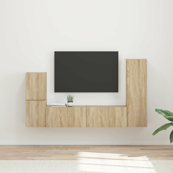 VidaXL TV szekrény garnitúra 4 pcs Sonoma tölgy Faanyag