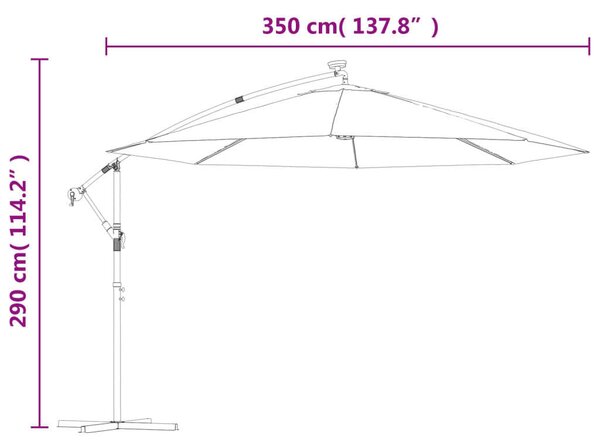 VidaXL Karos Napernyő - 350 cm - LED Világítás