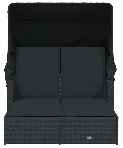 VidaXL Dupla Napozóágy - Polyrattan - Fekete - 110x201 cm