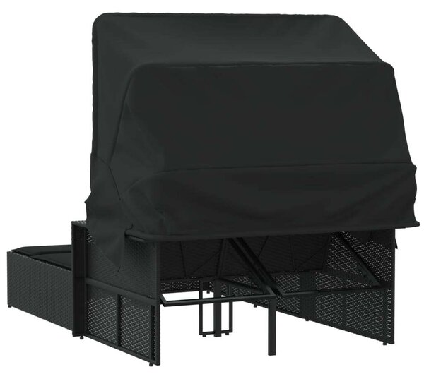 VidaXL Dupla Napozóágy - Polyrattan - Fekete - 110x201 cm