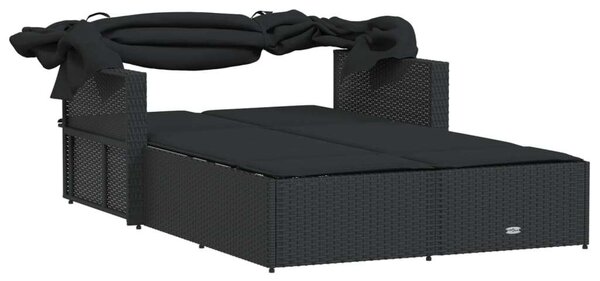 VidaXL Dupla Napozóágy - Polyrattan - Fekete - 110x201 cm