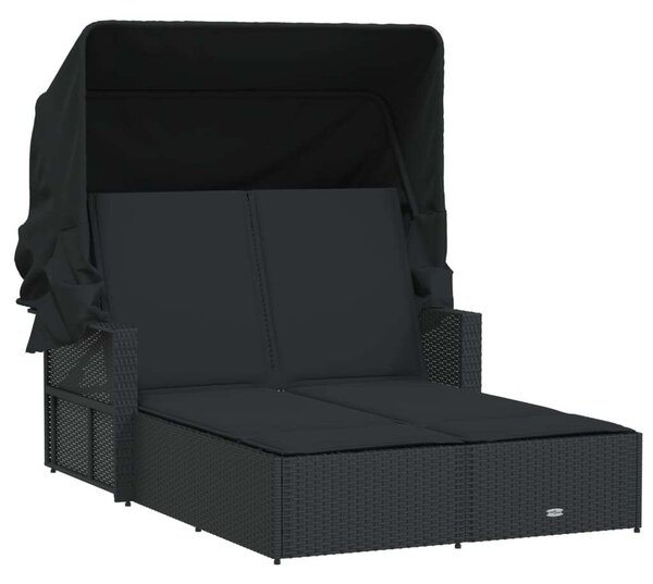 VidaXL Dupla Napozóágy - Polyrattan - Fekete - 110x201 cm