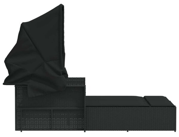 VidaXL Dupla Napozóágy - Polyrattan - Fekete - 110x201 cm