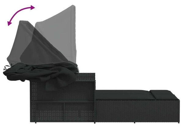 VidaXL Dupla Napozóágy - Polyrattan - Fekete - 110x201 cm