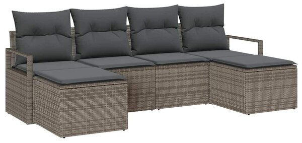 VidaXL Kanapé Szett párnával tárolóval 6 pcs Szürke polirattan