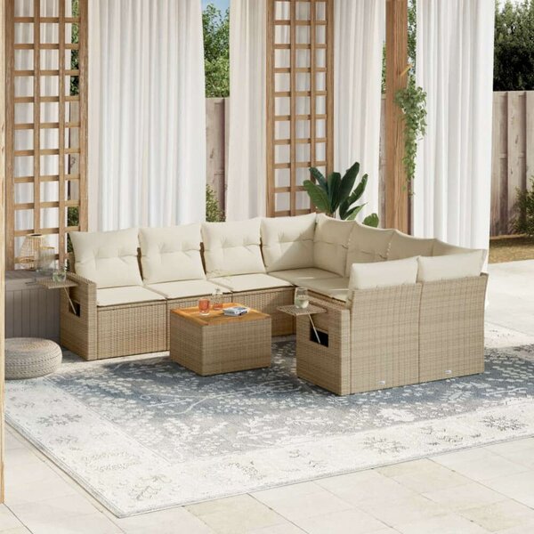 VidaXL Polyrattan Kerti Ülőgarnitúra - 9 részes - Bézs