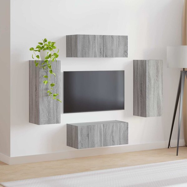 VidaXL TV falit kabinet szett 4 pcs Szürke Sonoma Faanyag