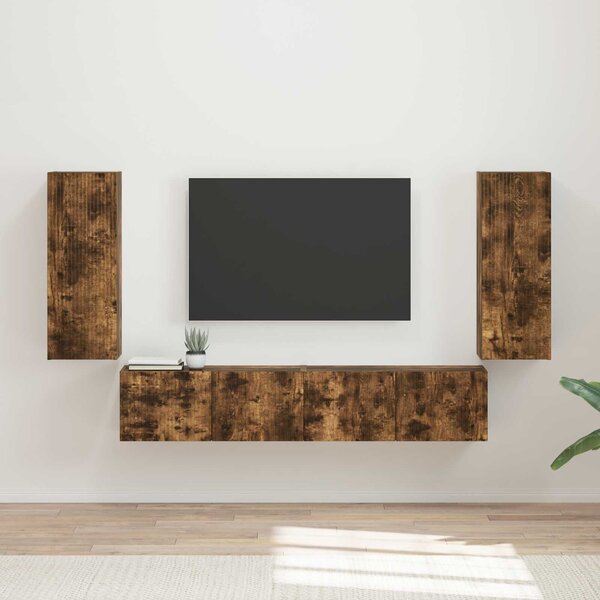 VidaXL TV falit kabinet szett 4 pcs Füstölt tölgy Faanyag