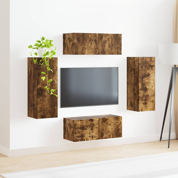 VidaXL TV falit kabinet szett 4 pcs Füstölt tölgy Faanyag