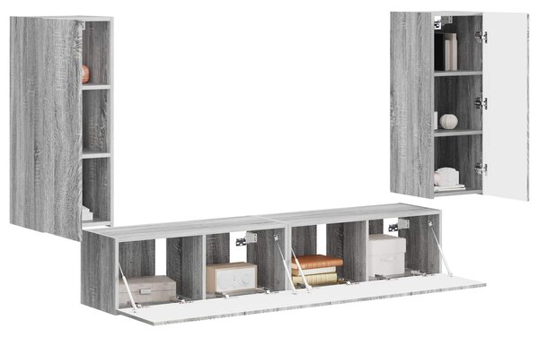 VidaXL TV falit kabinet szett 4 pcs Szürke Sonoma Faanyag