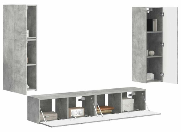 VidaXL TV szekrény garnitúra 4 pcs Beton Szürke Faanyag
