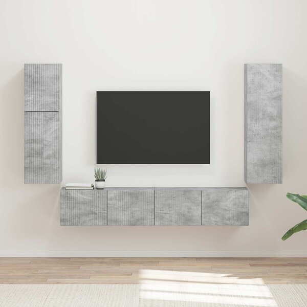 VidaXL TV szekrény garnitúra 4 pcs Beton Szürke Faanyag