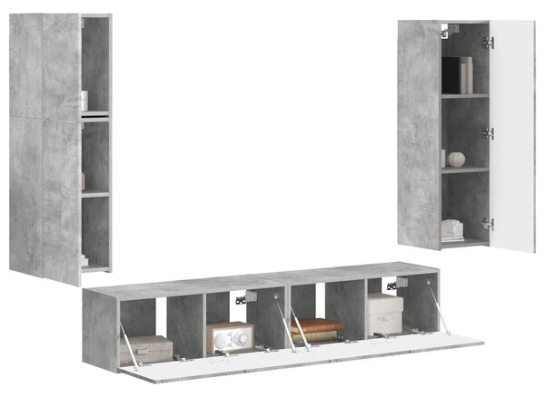 VidaXL TV szekrény garnitúra 4 pcs Beton Szürke Faanyag
