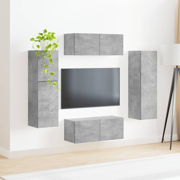 VidaXL TV szekrény garnitúra 4 pcs Beton Szürke Faanyag