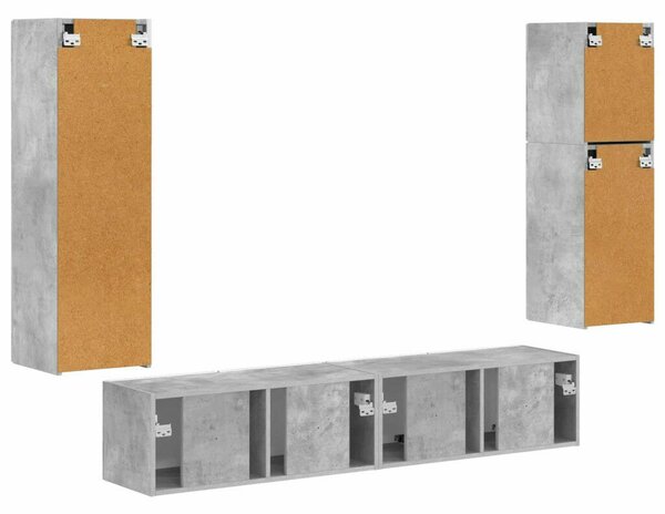 VidaXL TV szekrény garnitúra 4 pcs Beton Szürke Faanyag