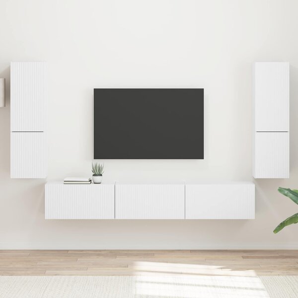 VidaXL TV szekrény garnitúra Falra szerelhető 4 pcs Fehér Faanyag