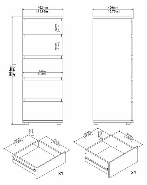 Fehér magas komód 40x107 cm Nova – Tvilum
