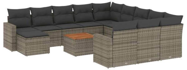 Polyrattan Kerti Ülőgarnitúra - 13 részes - Szürke