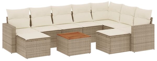 VidaXL 10 részes bézs polyrattan kerti ülőgarnitúra párnával