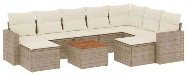VidaXL 10 részes bézs polyrattan kerti ülőgarnitúra párnával