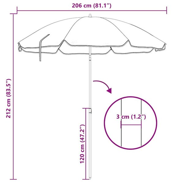 Kerti napernyő 240 cm 170T poliészter Kék és Fehér