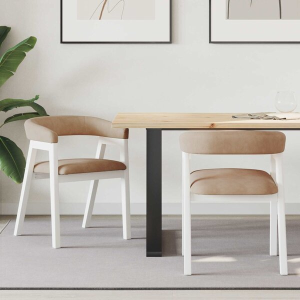 VidaXL Étkező Székek 2 pcs Fehér 54 x 57 x 73 cm Tömör Gumi Fa
