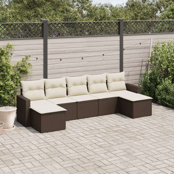 Polyrattan Kerti Ülőgarnitúra - 7 részes - Barna