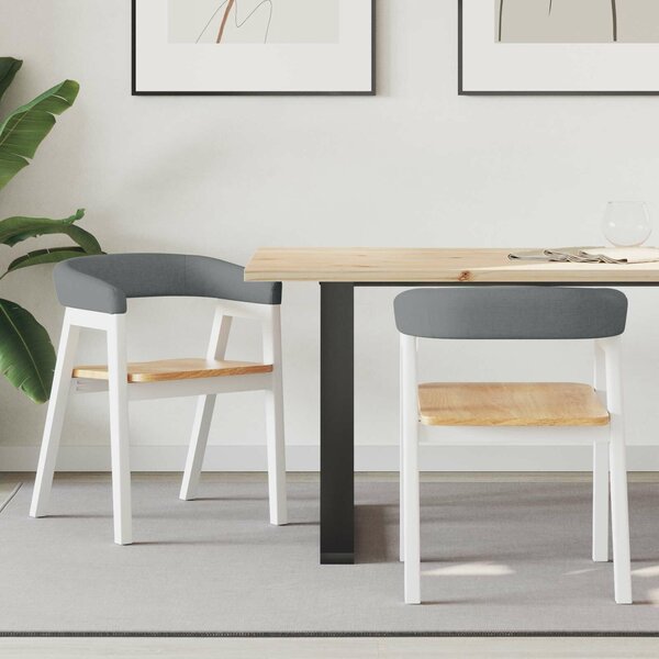 VidaXL Étkező Székek 2 pcs Fehér 54 x 57 x 73 cm Tömör Gumi Fa