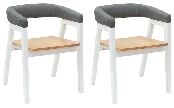 VidaXL Étkező Székek 2 pcs Fehér 54 x 57 x 73 cm Tömör Gumi Fa