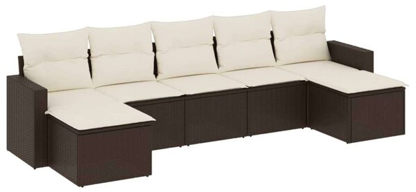 Polyrattan Kerti Ülőgarnitúra - 7 részes - Barna