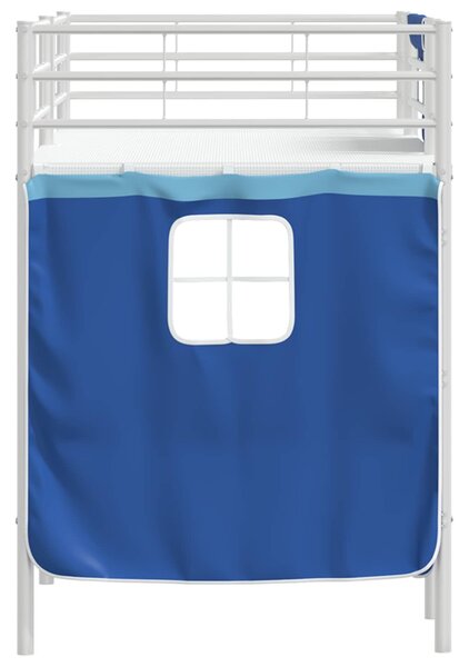 VidaXL Gyerek Loft Ágykeret Függönyökkel Fehér és kék 75 x 190 cm