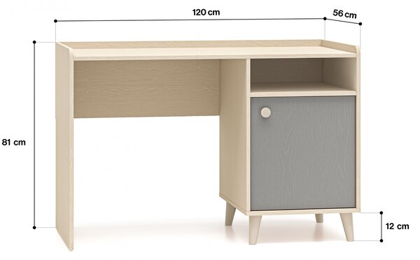 Marla íróasztal 120 cm - sivatagi homok / szürke palládium