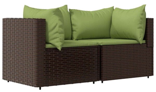 3 részes barna polyrattan kerti ülőgarnitúra párnával