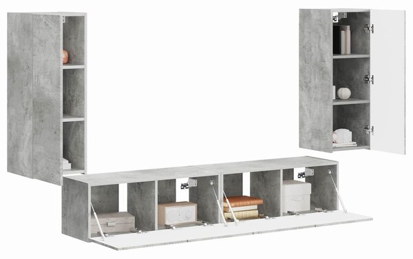 VidaXL TV falit kabinet szett 4 pcs Beton Szürke Faanyag
