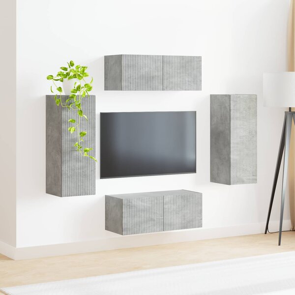 VidaXL TV falit kabinet szett 4 pcs Beton Szürke Faanyag