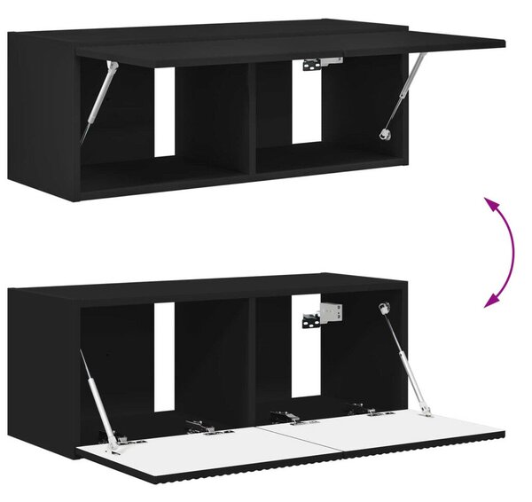 VidaXL TV falit kabinet szett Falra szerelhető 4 pcs Fekete Faanyag