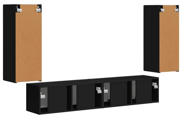 VidaXL TV falit kabinet szett Falra szerelhető 4 pcs Fekete Faanyag