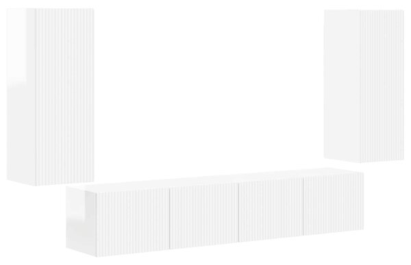 VidaXL TV falit kabinet szett 4 pcs Magas Fényű Fehér Faanyag