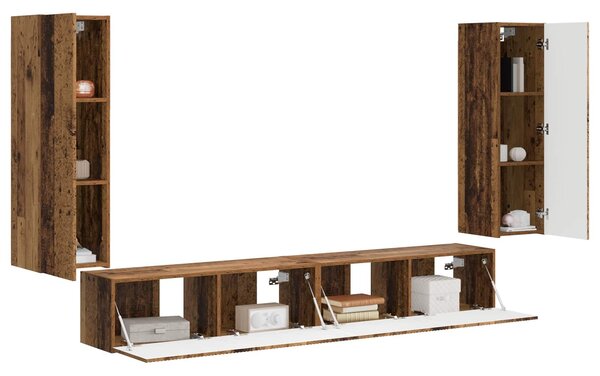VidaXL TV falit kabinet szett 4 pcs 29,5 x 31 x 100 cm Öreg fa Faanyag