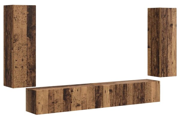 VidaXL TV falit kabinet szett 4 pcs 29,5 x 31 x 100 cm Öreg fa Faanyag